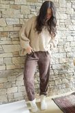 Nuk Stretch Velour Tapered Pant Chocolate